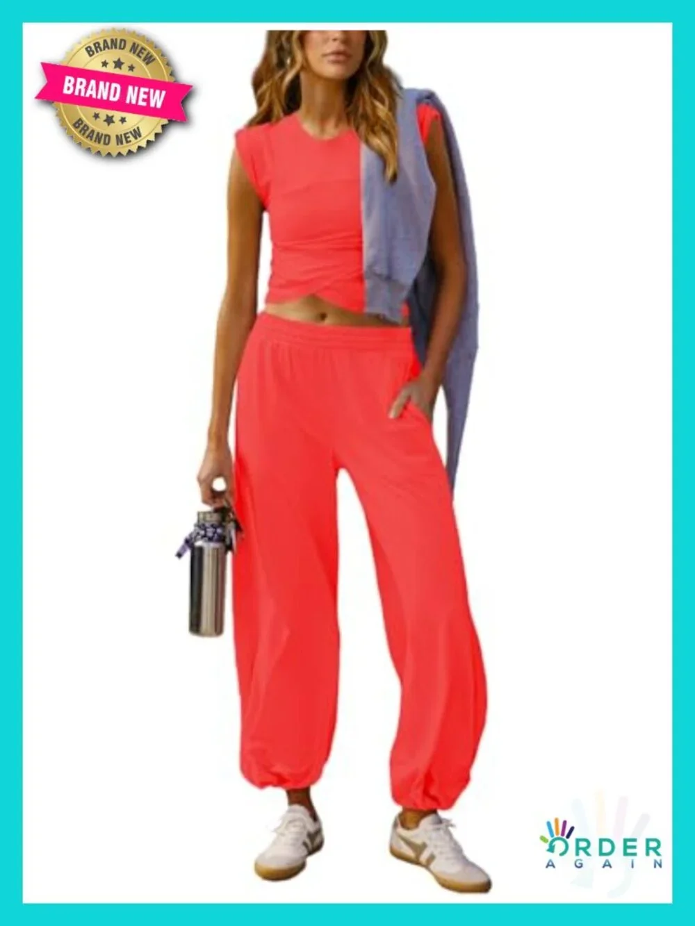 Women's 2 Piece Loungewear Set Cropped Top & Jogger Sweatpant Matching